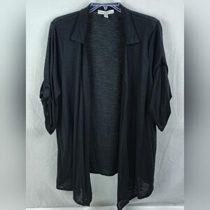 French Laundry Black Open-Front Lightweight Cardigan